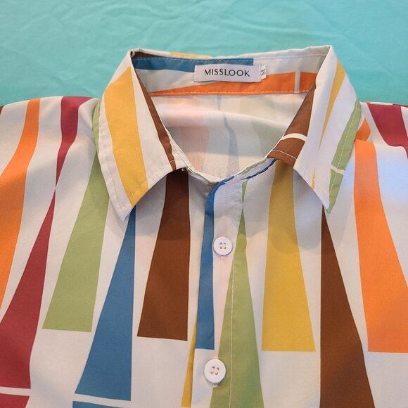 NWOT Misslook Men's Short Sleeve Button Down Medium - Picture 5 of 7